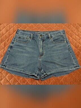American Eagle Outfitters Medium Blue High-Rise Denim Shorts